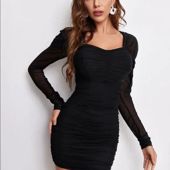 SHEIN | Dresses | Black Long Sleeve Mini Dress | Poshmark